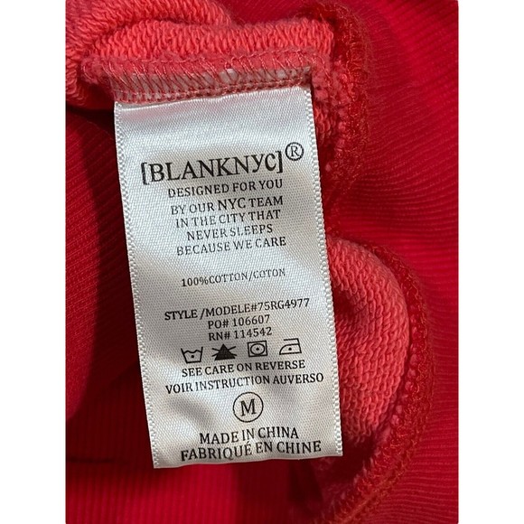 BLANKNYC  Bleached Crop Sweatshirt Women Size‎ Medium Coral Distressed Destroyed - Picture 10 of 10